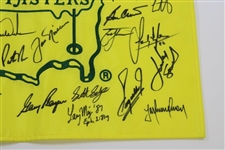 Tiger Woods, Jack Nicklaus & 29 Masters Champs Signed Undated Masters Flag JSA ALOA