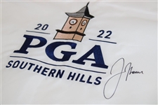 Justin Thomas Signed 2022 PGA at Southern Hills White Embroidered Flag JSA ALOA