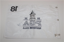Justin Thomas Signed 2022 PGA at Southern Hills White Embroidered Flag JSA ALOA
