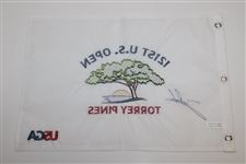 Jon Rahm Signed 2021 US Open at Torrey Pines White Embroidered Flag JSA ALOA