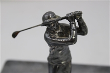 Vintage Female Post Swing Figural Golfer Silver Company Box w/ Ornate Detailing 