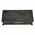 Swinging Golfer Caddy Scene Valuables Box with Wooden Lining