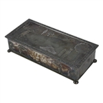 Swinging Golfer Caddy Scene Valuables Box with Wooden Lining