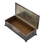 Swinging Golfer Caddy Scene Valuables Box with Wooden Lining