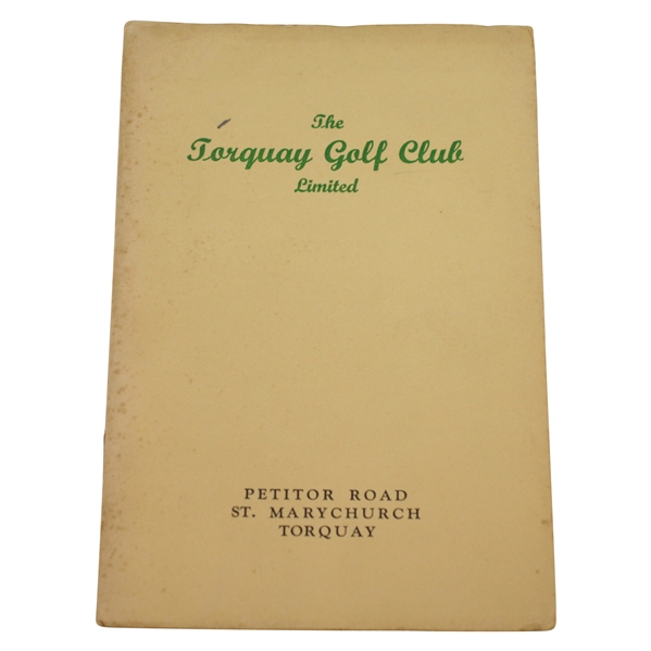 Circa 1950's The Torquay Golf Club Limited Handbook