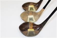 Three Vintage PGA Logo Fancy Face Drivers - Carl Andres, (2)Alex Ellis