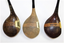 Three Vintage PGA Logo Fancy Face Drivers - Carl Andres, (2)Alex Ellis