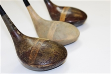 Three Vintage PGA Logo Fancy Face Drivers - Carl Andres, (2)Alex Ellis