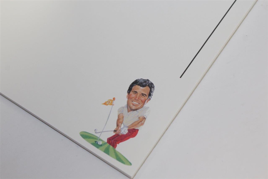 Arnold Palmer, Curtis Strange, and Greg Norman caricature notepads