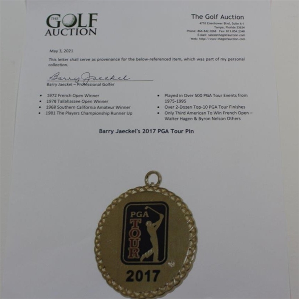 Barry Jaeckel's 2017 PGA Tour Pin
