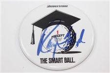 Ray Floyd Signed White Bridgestone Hat & 'The Smart Ball' Button JSA ALOA