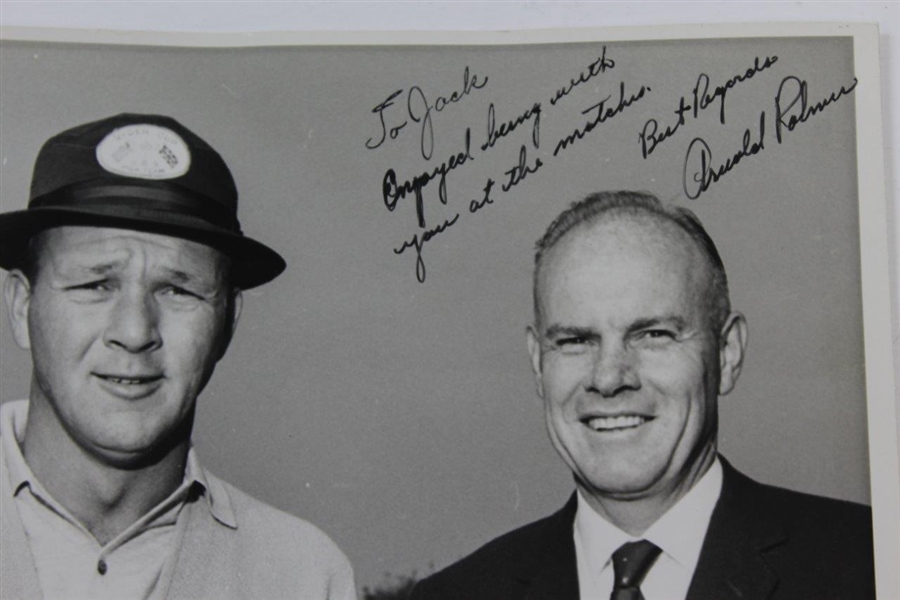 Arnold Palmer Signed 8x10 Bill Mark 1965 Ryder Cup Photo to Jack Sargent JSA ALOA