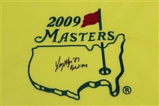 Larry Mize Signed 2009 Masters Tournament Embroidered Flag JSA #G13384