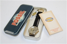 Gold & Silver Toned Golf Themed SE-1003 Special Edition Fossil Watch in Tin Box