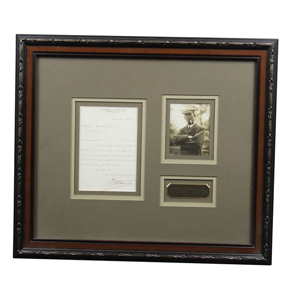 Walter Travis Signed Letter on Garden City Golf Club Letterhead 6/24/1904 'Sandwich Win Content'- Framed PSA/DNA#AJ06028