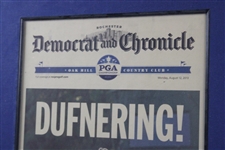 Dufnering!' Jason Dufner Kissing The Wanamaker Trophy 2013 Newspaper Page - Framed