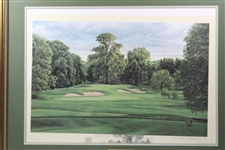 1992 Linda Hartaugh Ltd Ed 914/1250 10th Hole Winged Foot GC Print Gifted to Jim Frick - Framed