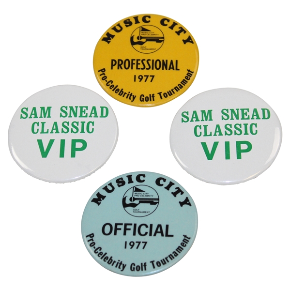 Sam Snead's Music City & Sam Snead Classic VIP, Official & Professional Badges - 1977