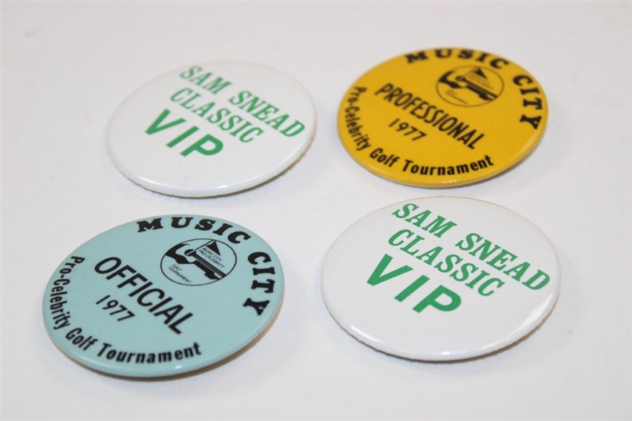 Sam Snead's Music City & Sam Snead Classic VIP, Official & Professional Badges - 1977