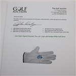 John Daly's Signed Personal 'The Lion' Logo Left-Handed White Golf Glove JSA ALOA