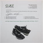 John Daly's Signed Personal Sqairz 'Black with Gray & White' Golf Shoes - Size 12 JSA ALOA
