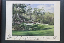 Big 3, Hogan, Seve, Byron & others Signed Linda Hartough Ltd Ed 270/750 13th Hole Print JSA ALOA