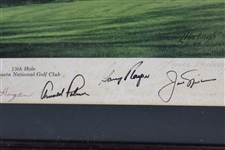 Big 3, Hogan, Seve, Byron & others Signed Linda Hartough Ltd Ed 270/750 13th Hole Print JSA ALOA