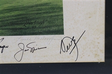 Big 3, Hogan, Seve, Byron & others Signed Linda Hartough Ltd Ed 270/750 13th Hole Print JSA ALOA