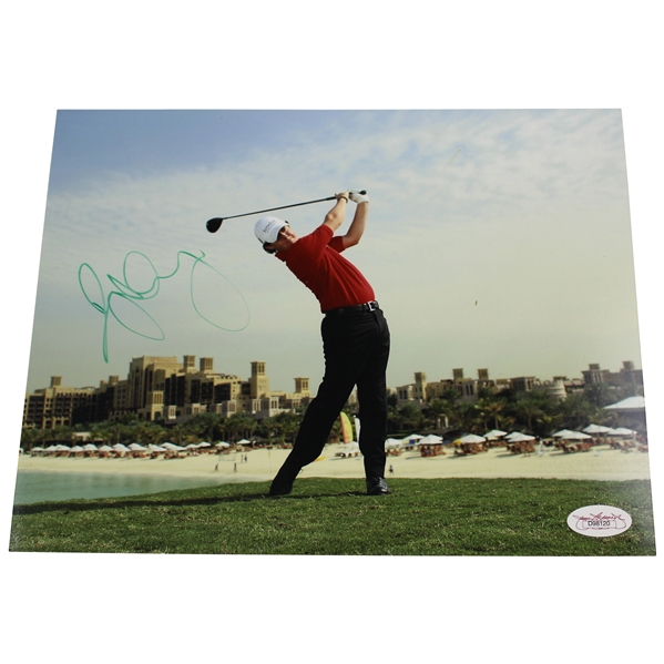 Rory McIlroy Signed Follow Through in Red Shirt 8x10 Photo JSA #D98120
