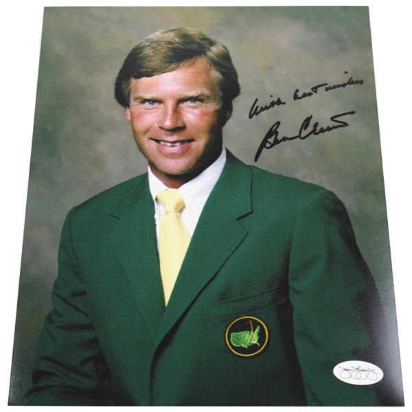 Ben Crenshaw Signed Wearing Green Jacket 8x10 Photo With best wishes JSA