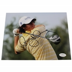 Rory McIlroy Signed Post Swing Pose in Yellow Shirt 8x10 Photo JSA