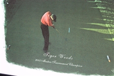 Tiger Woods Signed 2005 Masters Flag UDA Ltd Ed #443/500 Deluxe Framed Display BAK#13216