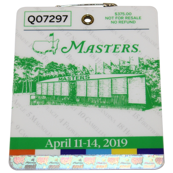 2019 Masters Tournament SERIES Badge #Q07297 - Tiger Woods Winner