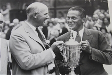 Champion Bobby Jones 1929 US Open at Winged Foot GC Trophy Ceremony Press Photo
