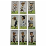 Nine (9) Assorted 1931 WA & AC Churchmans Prominent Golfers Tobacco Cards 