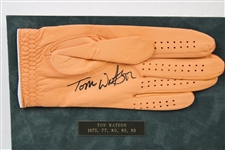 Watson, Norman, Faldo, Miller & Calcavecchia Signed Golf Gloves Matted Display JSA ALOA