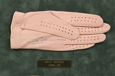 Watson, Norman, Faldo, Miller & Calcavecchia Signed Golf Gloves Matted Display JSA ALOA