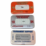 1992, 1994 & 1996 Masters Tournament Support & TV-Radio Badges