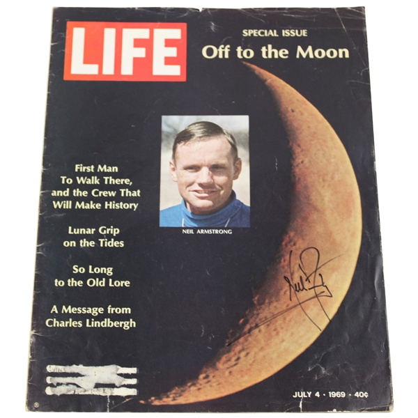 Neil Armstrong Signed Off To The Moon Life Magazine Cover JSA ALOA