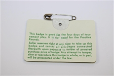 1978 Masters Tournament SERIES Badge #8621 - Gary Player Winner