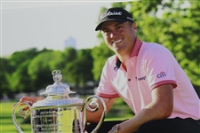 Justin Thomas Signed Photo With PGA Championship Trophy JSA ALOA