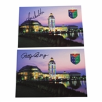 Patty Berg & Juli Inkster Signed World Golf Hall Of Fame Postcards JSA ALOA