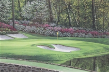 1999 Augusta National Golf Club The 12th Hole Golden Bell' Linda Hartough Print - Framed