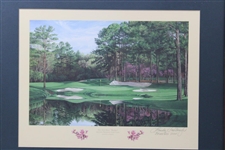 1999 Augusta National Golf Club The 16th Hole Redbud' Linda Hartough Print - Framed