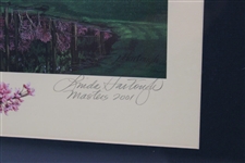 1999 Augusta National Golf Club The 16th Hole Redbud' Linda Hartough Print - Framed