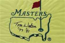 Tom Watson Signed Undated Masters Flag with Years Won - Framed JSA ALOA