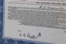 1947 Pine Valley Golf Club Bond Certificate #260 for $200 - Framed