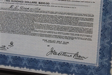 1947 Pine Valley Golf Club Bond Certificate #260 for $200 - Framed