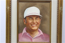 Billy Casper Original Oil Painting Hung at Green Jacket Restaurant In Augusta