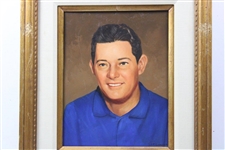 Cary Middlecoff Original Oil on Canvas Portrait Painting Hung at Green Jacket Restaurant In Augusta